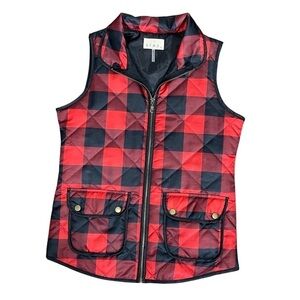 ETWO Buffalo Plaid Vest, Zip closure, Button Pockets, Women Size Small